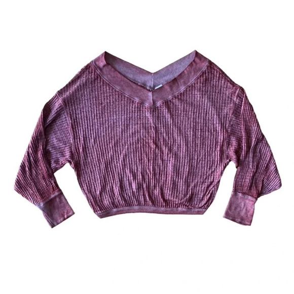 Free People We The Free XS South Side Oversized Thermal Top Cinnamon Waffle - Picture 2 of 8